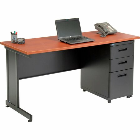 INTERION BY GLOBAL INDUSTRIAL Interion Office Desk with 3 Drawers, 60in x 24in, Cherry 670073CH